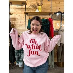 NEW MUGSBY oh what fun sweatshirt in pink